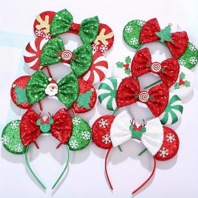 Natal mouse orelhas bandana chifres de natal floco de neve santa boneco de neve acessórios para o cabelo festa de natal vestir-se