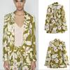 Zbzr Autumn New Women Clothes Western Style Fashion Linen Blend Flowers Print Blazers 8092711