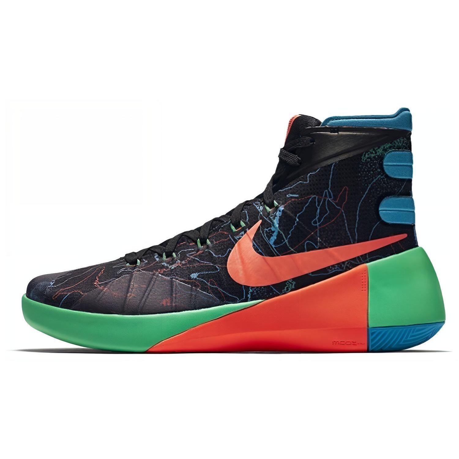 

Nike Hyperdunk 2015 Round Toe Lace-Up Non-Slip Lightweight High-Top Basketball Shoes Men sneaker Black Green Red 749570-084 44.5