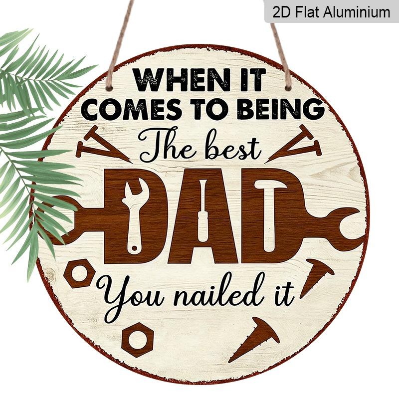 

2D Flat Father s Day Themed Aluminum Pendants in Various Sizes. Featuring Fun Text and Tool Elements, They Are An Ideal Choice for Home Décor 7.87×7.87inch