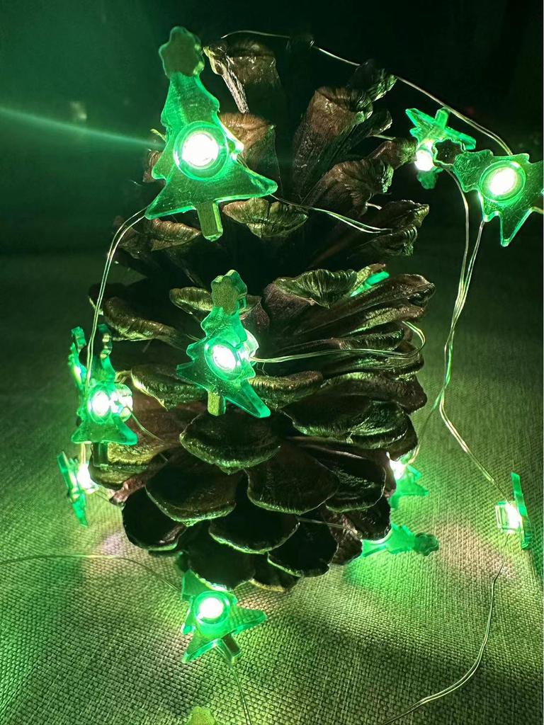 Christmas LED Lights: Santa, Snowman, Reindeer, Black Hat, Candy Cane, Gift Box, Bells with Copper Wire Fasteners