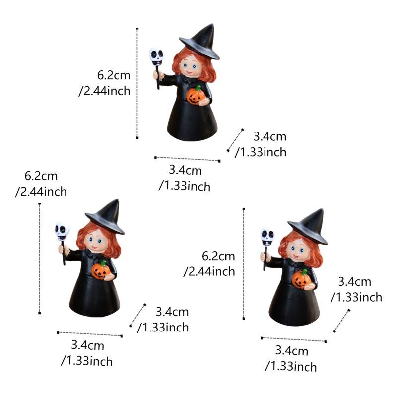Magic Witch Statue Figurine, Halloween Home Table Decoration, Festival Gift Resin Handicraft Little Witch Set 3