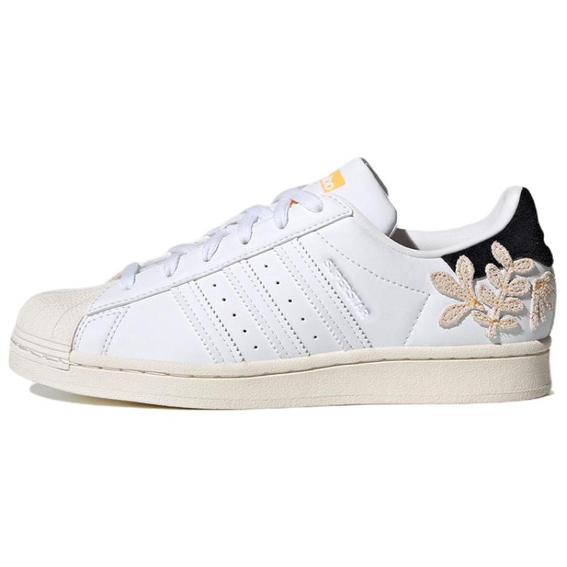 Adidas Women's Superstar 'Floral Patches - White Flash Orange' Sneakers GZ0864