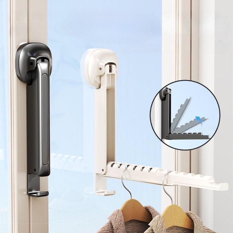 Clothes Racks Folding Wall-mounted Clothes Drying Rack with Suction Cup Foldable Retractable Portable Clothes Drying Folding