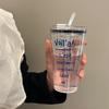1PC Bow Printed Plastic Water Bottle with Straw and Lid Coffee Cup Tumbler Beverage Transparent Cold Drinks Beverage DrinkingCup