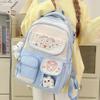 Cute cartoon print contrasting colors large capacity junior high school high school backpack exquisite burden reduction student schoolbag female