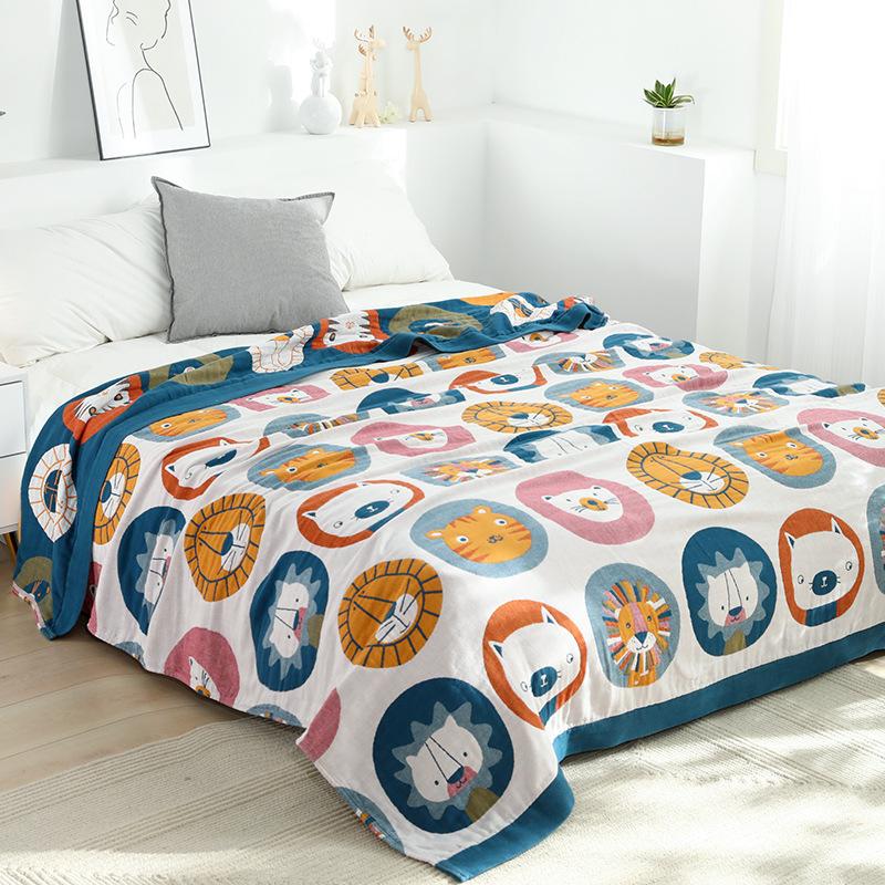 Cotton Muslin Blanket Summer Blankets For Beds Soft Gauze Sofa Cover Towel Cute Cartoon Multifunction Travel Throw Blanket