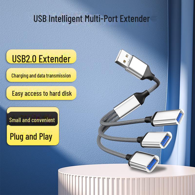 

USB-концентратор OTG с 3 портами для телефона и компьютера 3-in-1 серебряный