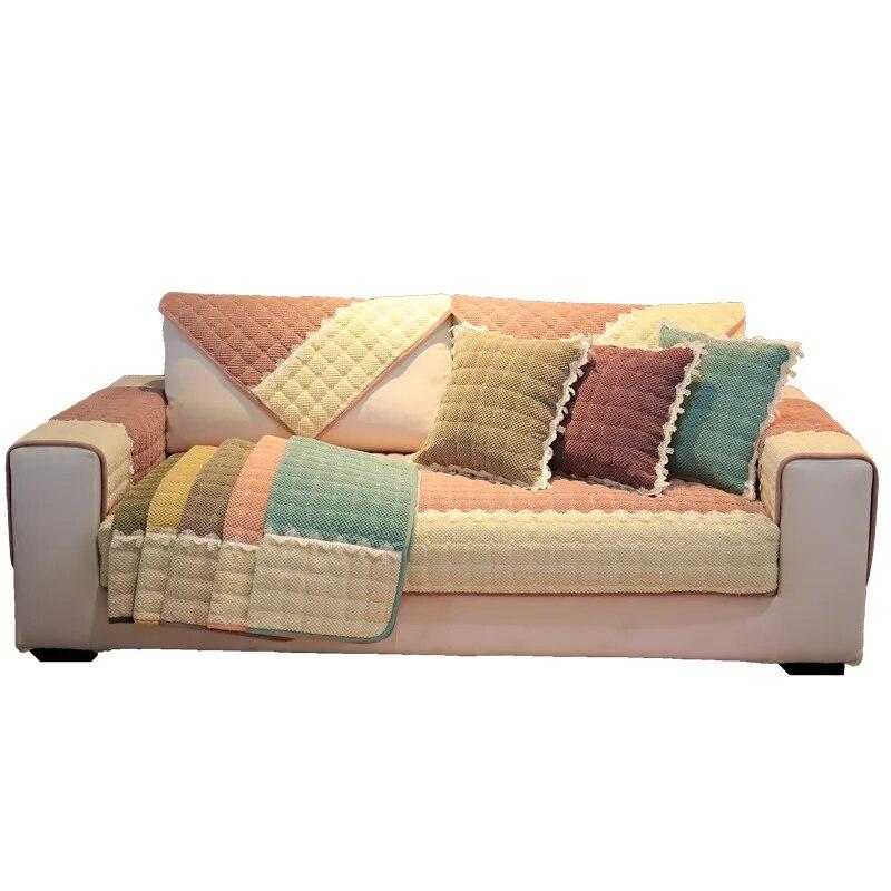Plush Sofa Cover Thickened Non-slip Living Room Sofa Recliner Cover Universal Full Cover Dustproof Furniture Protection Cover