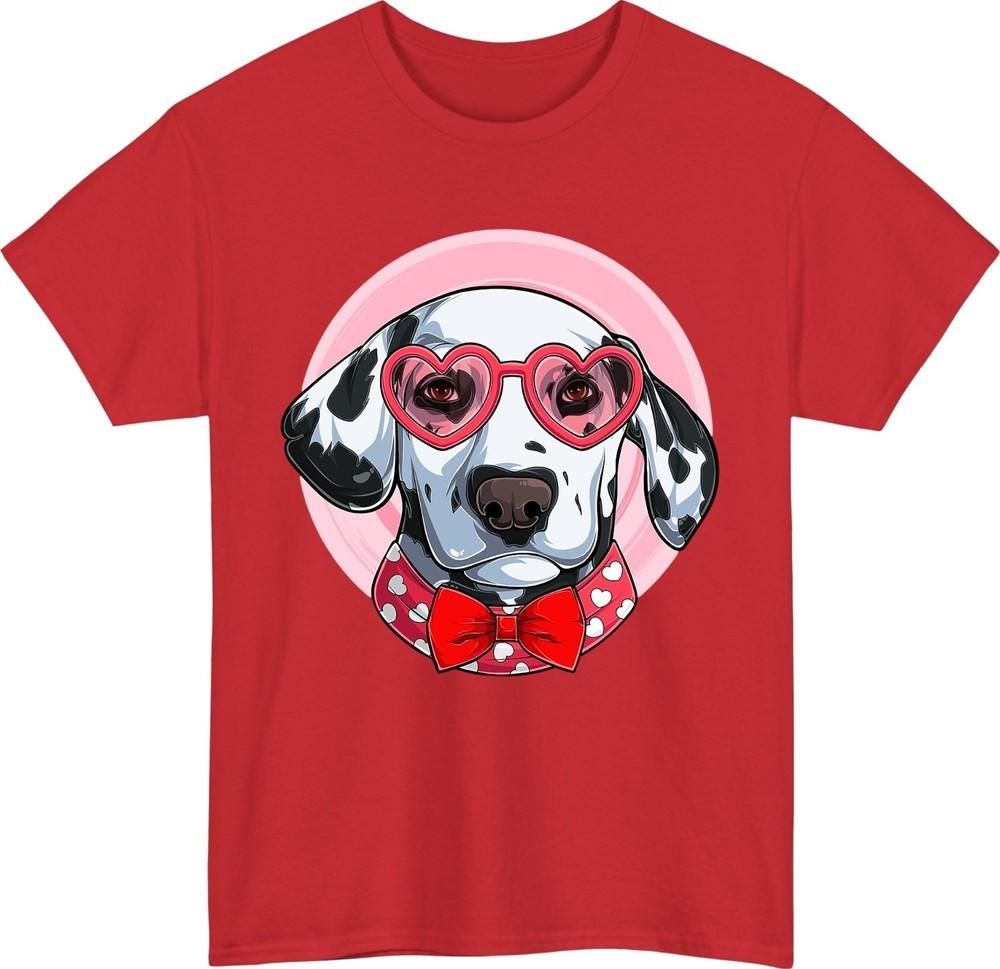 Valentines Day Dalmatian Dog TShirt Heart Glasses Pet Lover Tee Gift Tee Top S