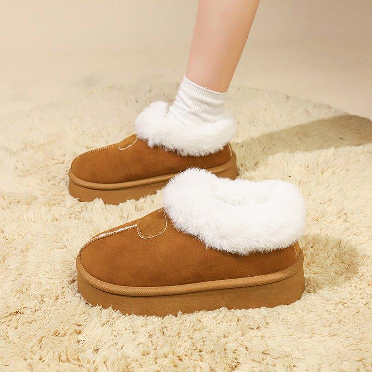 Small thick-soled snow boots women's velvet and thicker 2025 new winter one-pedal fluffy shoes Northeast cotton shoes