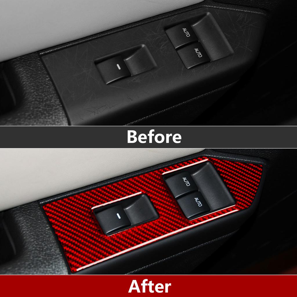 For Ford Mustang 2009-2014 Accessories Carbon Fiber Car Window Lifter Control Switch Panel Sticker Decal Interior Trim