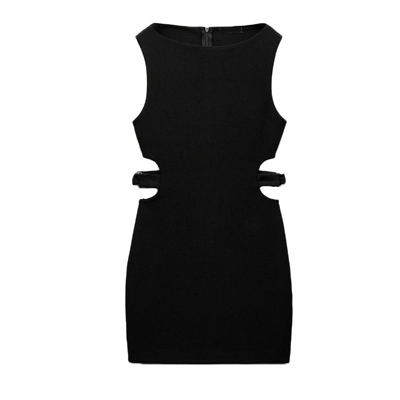Fall and Winter New Women's Clothing Fashion Style French Open Design Round Neck Sleeveless Short Dress 5063861