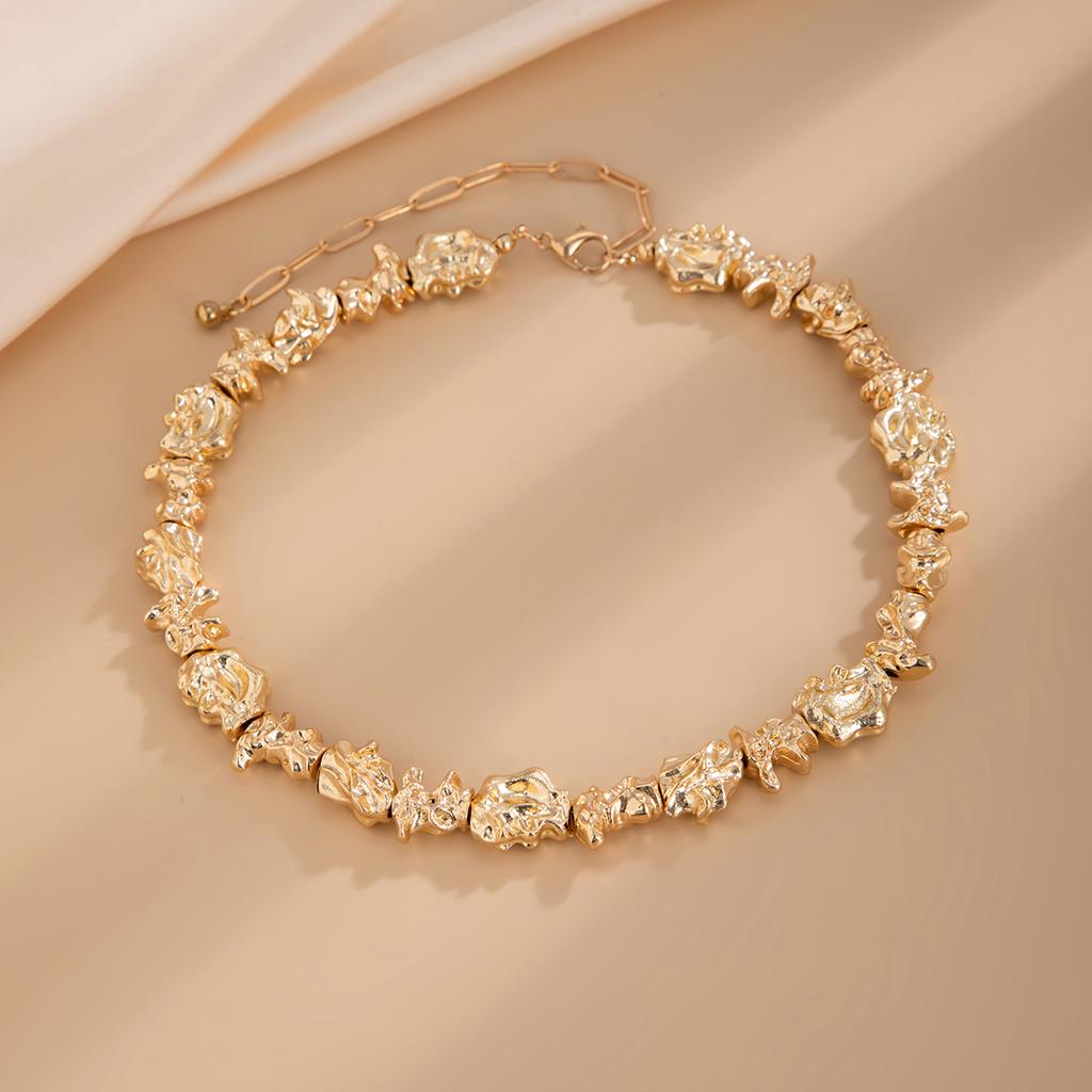 SHIXIN Vintage Irregular Smooth Metal Torques Necklace Bracelet Women Elegant Chunky Collar Choker Charm Bangle Lady Jewelry Set