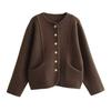 Winter New High-end Woolen Top Jacket Women's Crew Neck Short Women's Coat