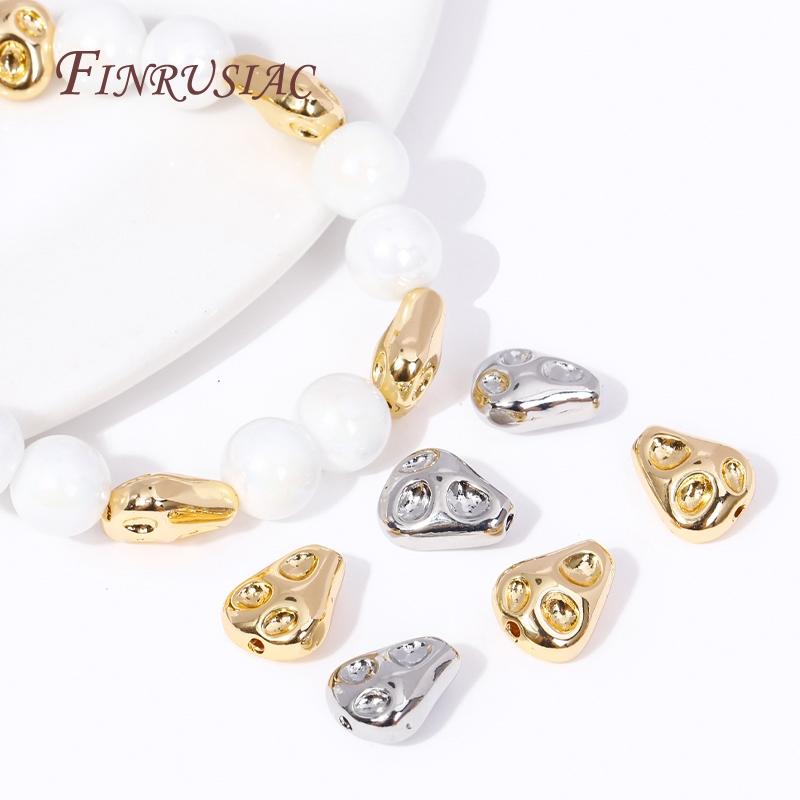 18K Gold Plated Brass Irregular Spacer Beads DIY Beadwork Accessories Supplies For Needlework Natural Stones Jewelry Making