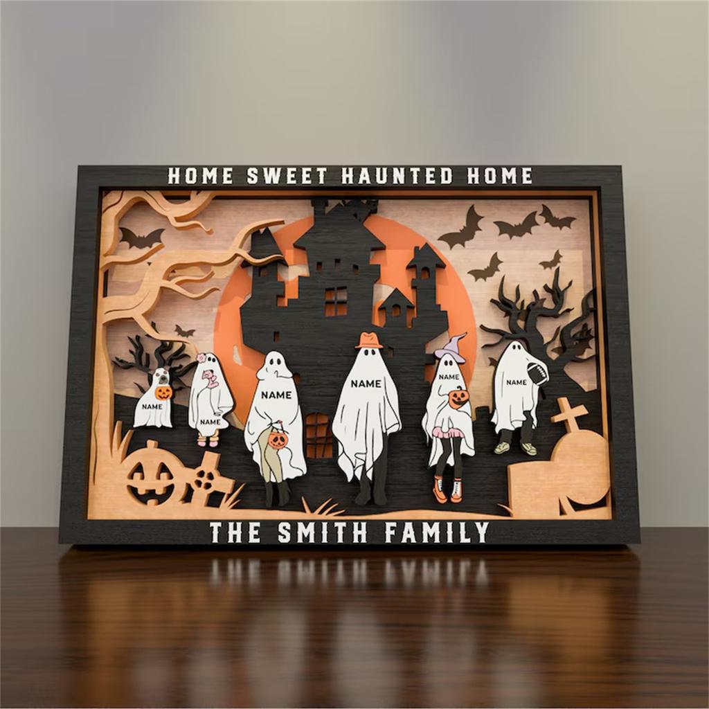 Halloween Wood Crafts Three-dimensional Tabletop Ornaments Festive Atmosphere Decorations