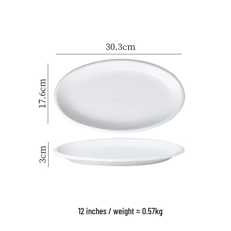 Extra Large Thickened White Ceramic Oval Fish Plate for Steamed Fish