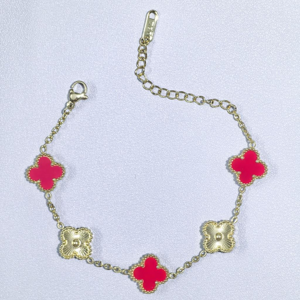 13mm Classic Model Four-leaf Clover Laser Bracelet Women Light Luxury Hand Jewelry Titanium Steel Does Not Lose Color Bracelet