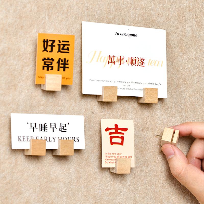 10Pcs Square Wooden Snap Button Pin With Slot For Cork Board Photo Display Decorative Push Pins For Easy Installation