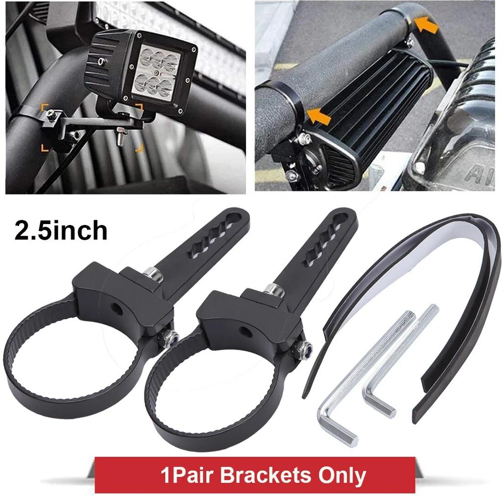 1Pair Car Led Light Bracket Driving Headlamp Holder Universal Bullbar Tube Bar Engine Hood Roof Rack Luggage Bar Lamp Clamp
