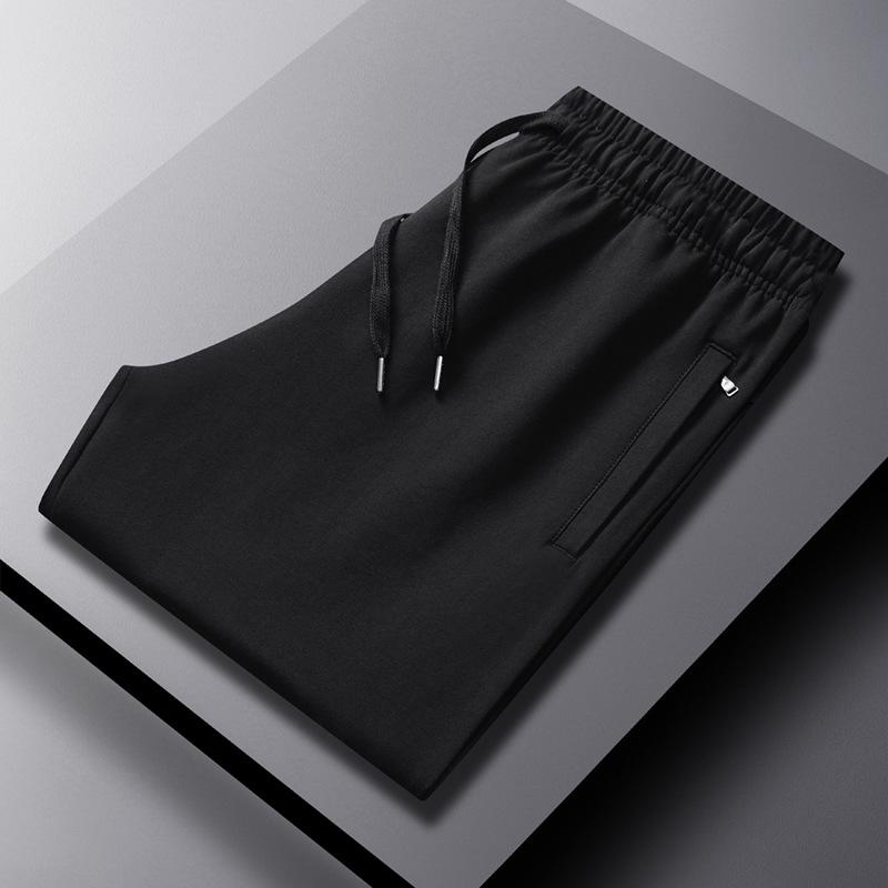 

Мужские хлопковые спортивные штаны свободного кроя: Весна/Осень Прямые, Повседневный Трикотаж, Большие Размеры в Наличии 2XL чёрный