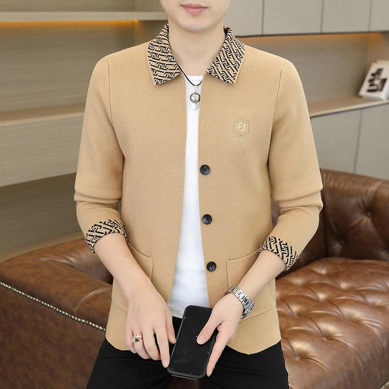 

Осенний вязаный кардиган мужской свободный пиджак ins трендовая верхняя одежда свитер весенне-осенний универсальный мужской топ XXXXL хаки