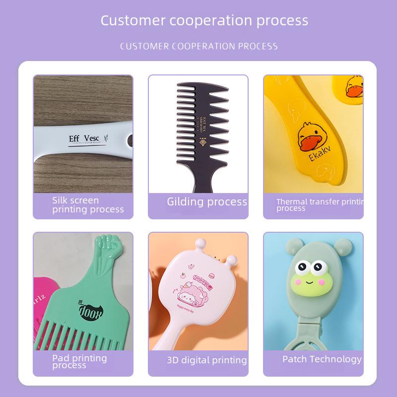 529 Large Colorful Wide-Tooth Comb for Thick Curly Hair - Coarse Tooth Plastic Wig Comb for Ladies