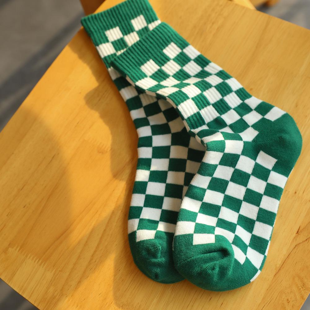 Clearance Trendy Checkered Streetwear Unisex Cotton Socks, One Size 36-43