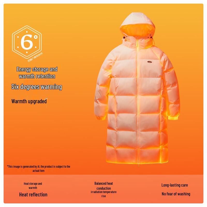 Anta Men's Warm Water-Repellent Long Hooded Down Jacket
