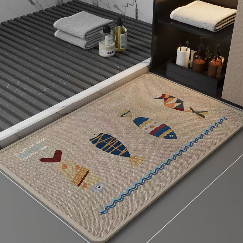 Bathroom Linen Floor Mat Toilet Absorbent Mat Toilet Door Non-Slip Foot Mat Toilet Door Mat Quick Drying Carpet