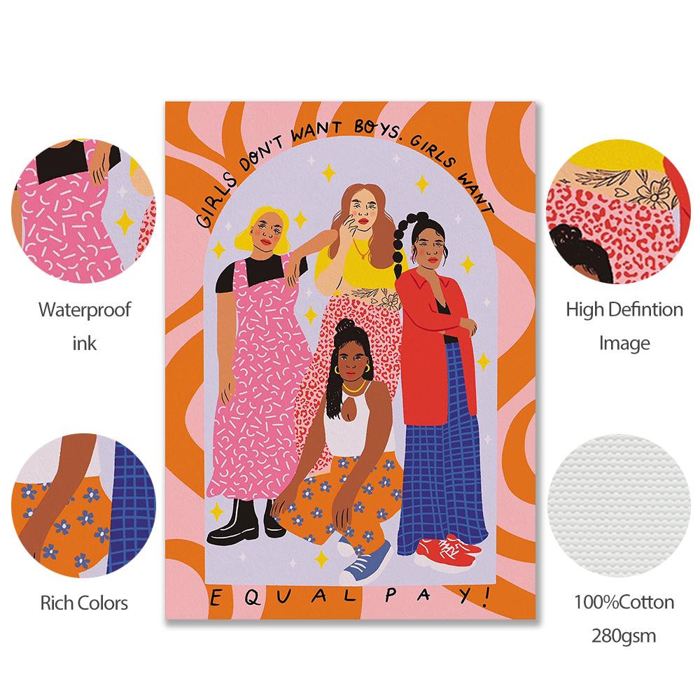 Cartoon Abstrakte Vase Rosa Niedlich Mädchen Tanz Poster Regenbogen Liebe Feministische Kunst Leinwand Druck Frau Tag Geschenk Malerei Zimmer Home Decor