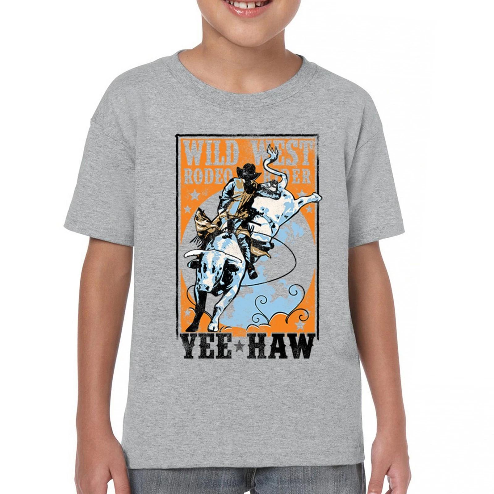 Wild West Rodeo Rider Youth kids boys T-Shirt Bull Riding Cowboy Ranch Country Kids 140