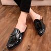 Fashion Black Half Shoes for Men Mules Slippers Leather Shoes Casual Shoes Men Fashion Sapato Social Masculino Mocassin Homme Chaussure