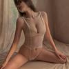 Sexy lingerie women's transparent eyelashes lace passion suit suspender nightdress seduction tease open crotch transparent