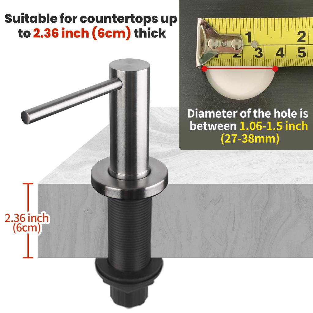 Solider Seifenspender aus 304 Edelstahl für Spülbecken mit 17 oz Flasche und 47 Zoll Verlängerungsschlauch-Set