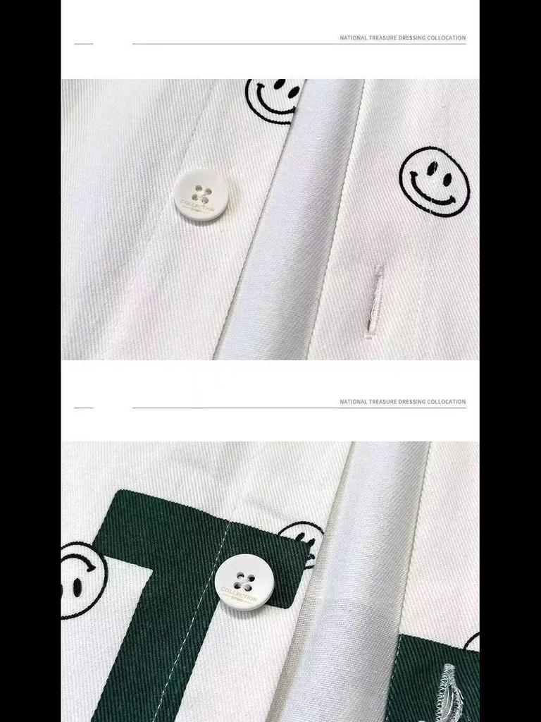 Unisex Korean-Style Letter Print Long-Sleeve Shirts - Trendy, Loose-Fit for Spring & Autumn