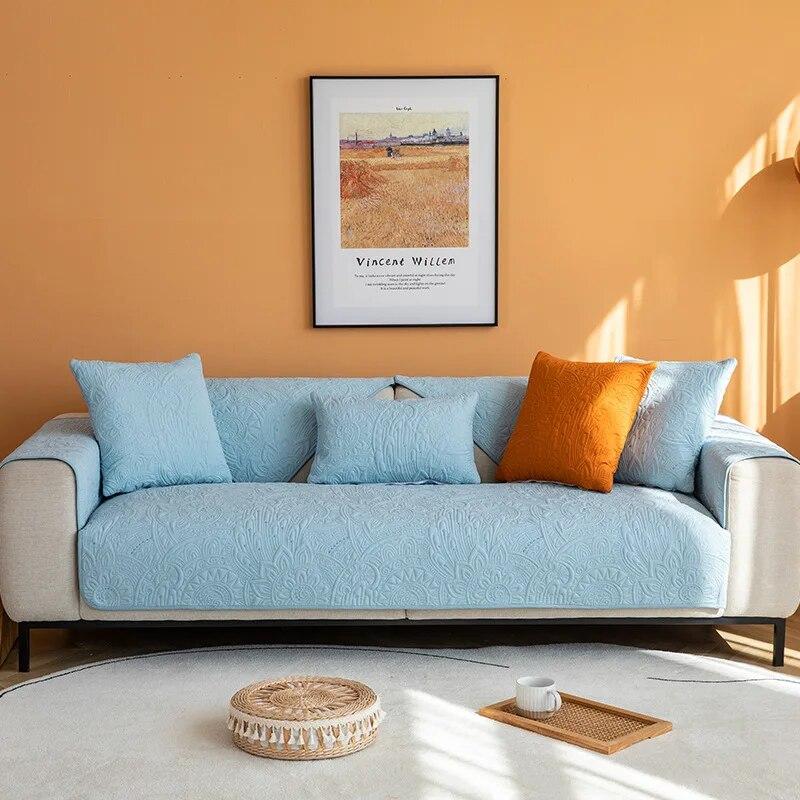 

Жаккардовый хлопковый чехол для дивана, общий однотонный Нескользящий чехол для дивана для гостиной, износостойкий хлопковый подлокотник для дивана 70x70cm 1pcs