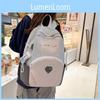 Cute Korean Style Travel Backpack For Middle School Girls With Letter Print Design And Heart Pattern