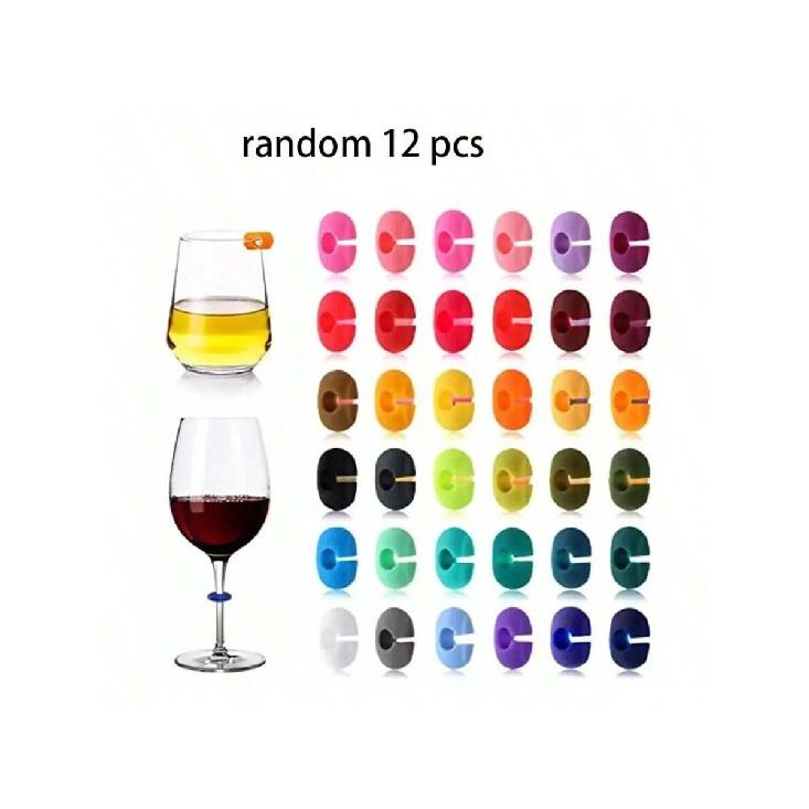 Reusable Silicone Wine Glass Charms Drink Marker Bands Bottle Strip Tag Glass Identifiers for Party Cocktail Champagne 5