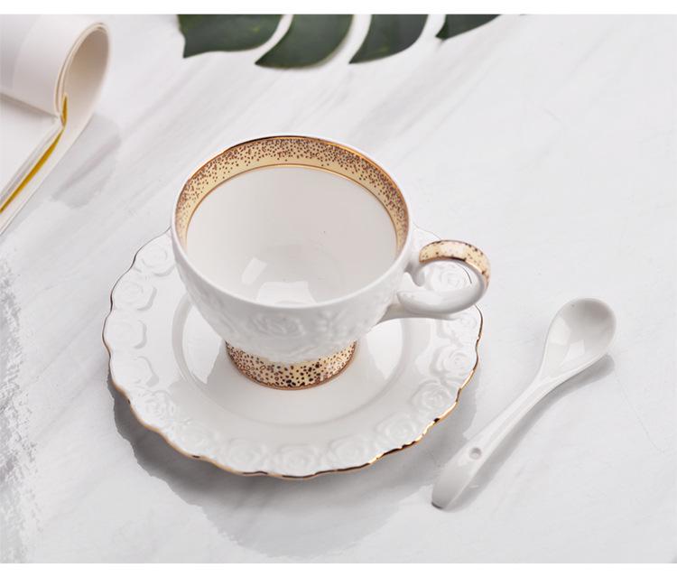 Retro European Style Ceramic Iced Americano and Latte Cup Set with Saucer