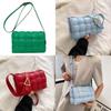 Stylish Pu Leather Women Shoulder Bag Plaid Woven Square Hand Chain Bag Gift