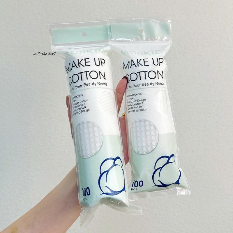 100Pcs Soft Breathable Circular Makeup Remover Pads Double-Sided Pearl Textured Cotton for Daily Facial Cleaning