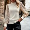 Women's Half Turtleneck Long-sleeved Sequined Patchwork Knitted Top