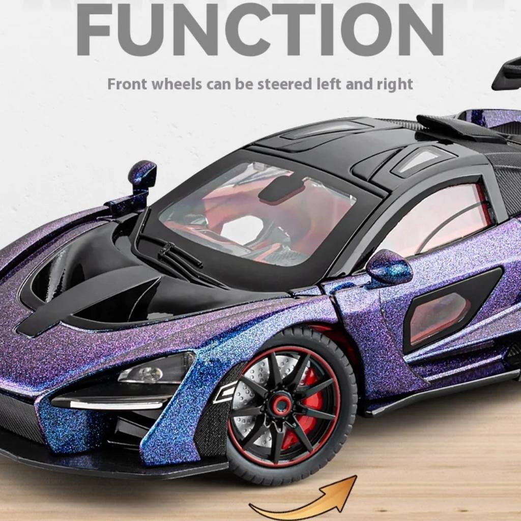 1/24 Scale Mclaren Senna Alloy Metal Diecast Car Model Sound & Light Collection Hobby Super Racing Serie Holiday Birthday Gift for Boy