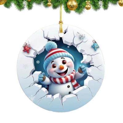 Snowman Ornaments For Christmas Tree Break Through Acrylic Window Ornaments 2D Creative Window Ornaments For Holiday Parties