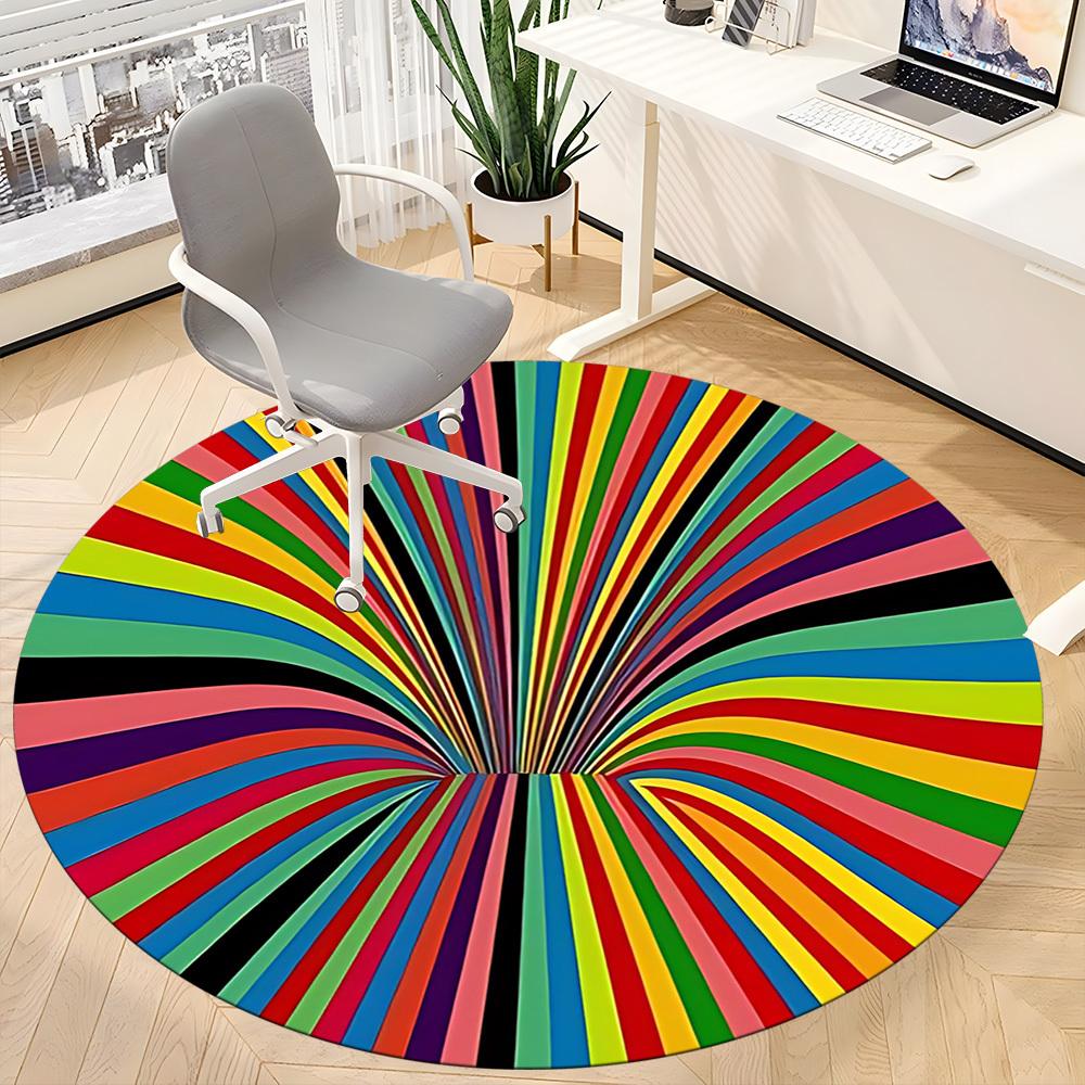 1pc Color Wheel Office Round Area Rug, Indoor Mat Suitable ForOffice, Under Office Chairs Bedroom Living Room Home Decor T153