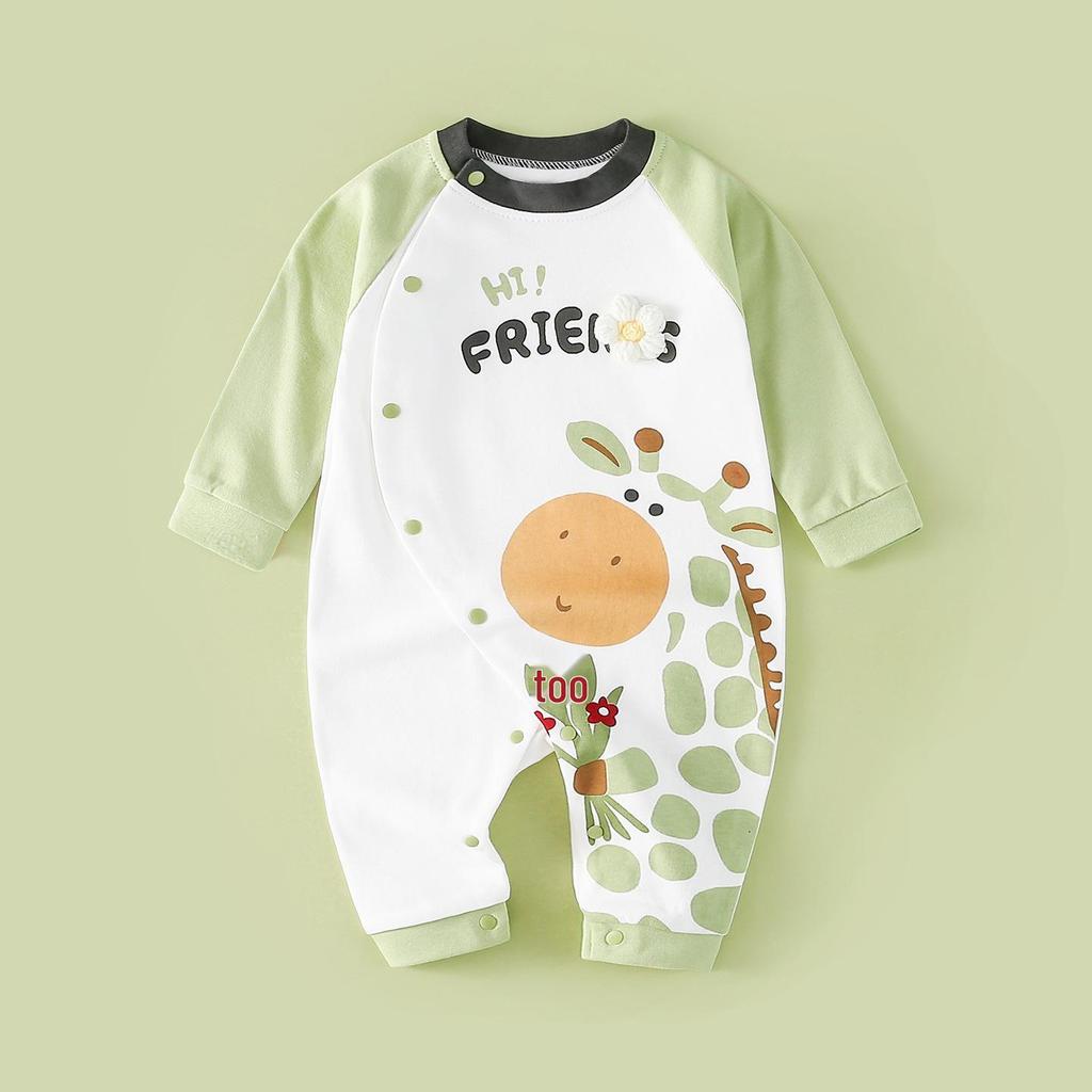 Unisex Cotton Baby Romper - Spring/Autumn Cartoon Onesie for Newborns