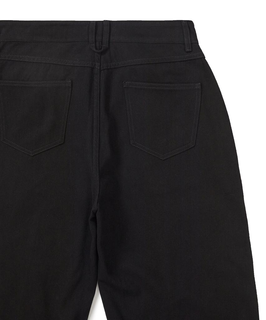 WEST GRAND BOULEVARD Wide Curved Line Cotton Pants Black