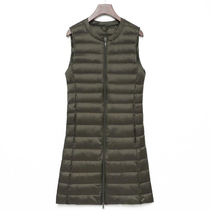 Gilet Imbottito Leggero da Donna Autunno Inverno Senza Collo Girocollo Sottogiacca Taglia Grande Lunghezza Media